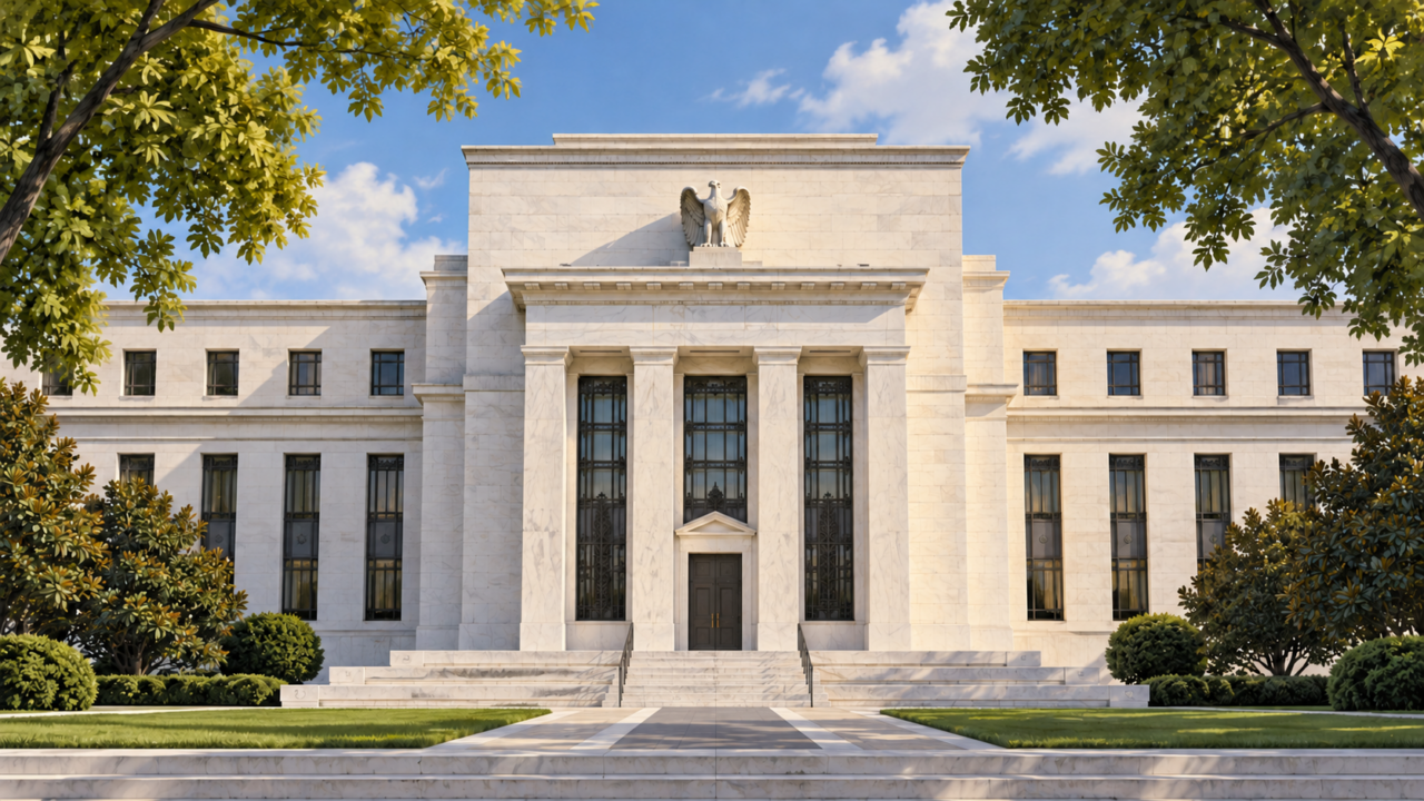 Illustration inspired by the Federal Reserve headquarters in Washington.
